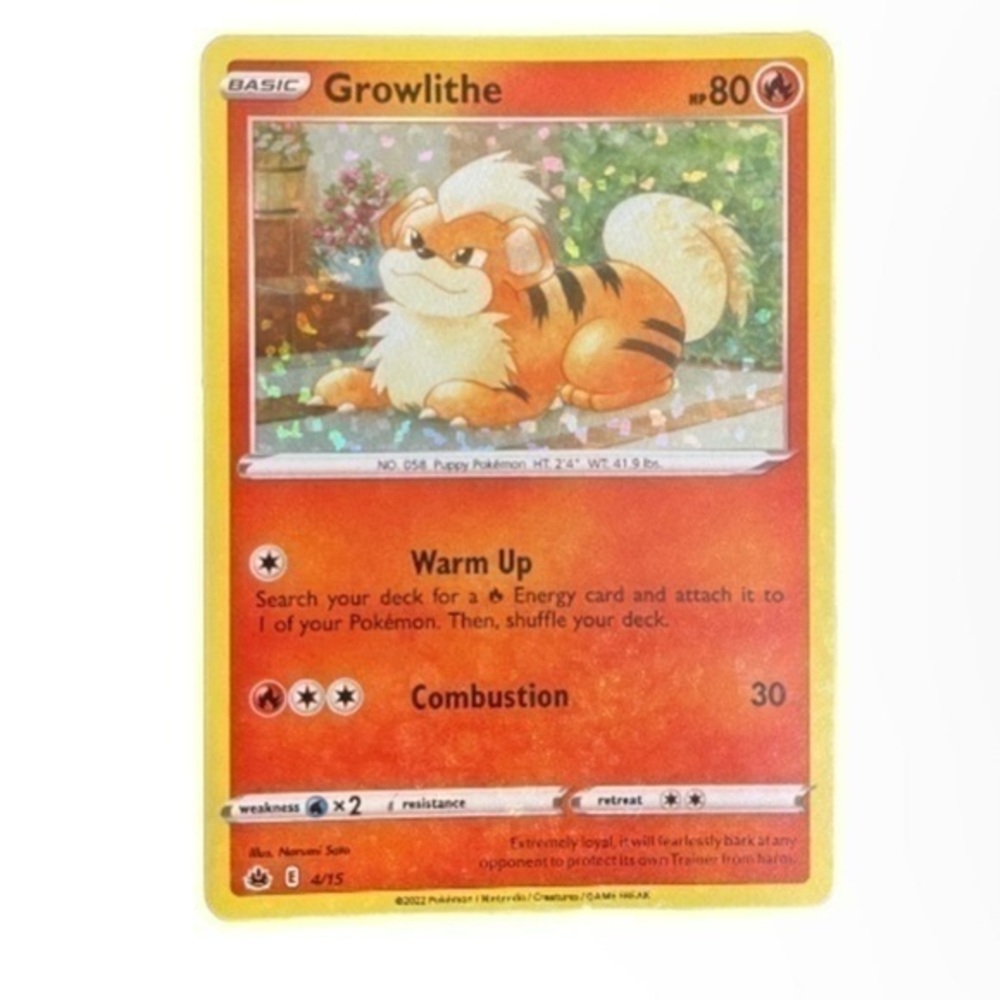 Pokémon 2022 McDonald’s Growlithe Holo Trading Card Warm Up Nintendo Collection
